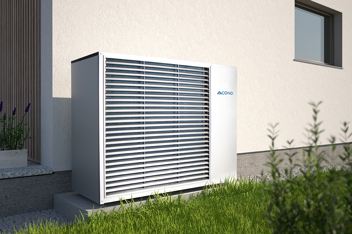 Black kettle with long pour spot and angled body on marble counter next to coffee mug and pour-over system.